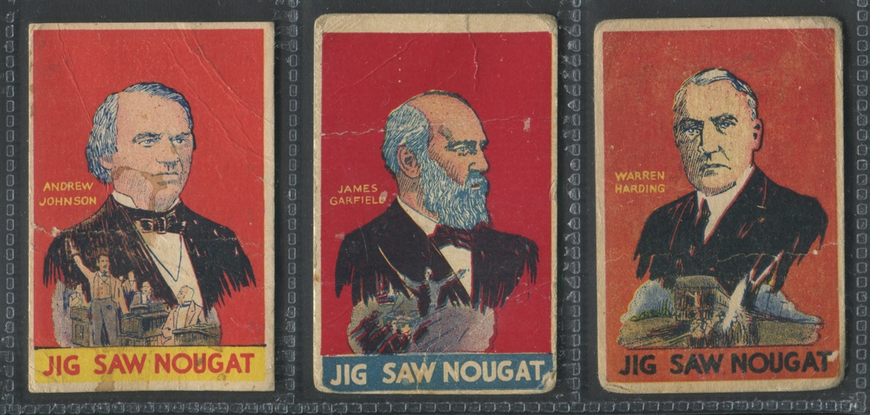 R115 Jig Saw Nougat Presidents Lot of (3) Cards