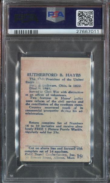 R115 Jig Saw Nougat Presidents #19 Rutherford Hayes PSA2 Good
