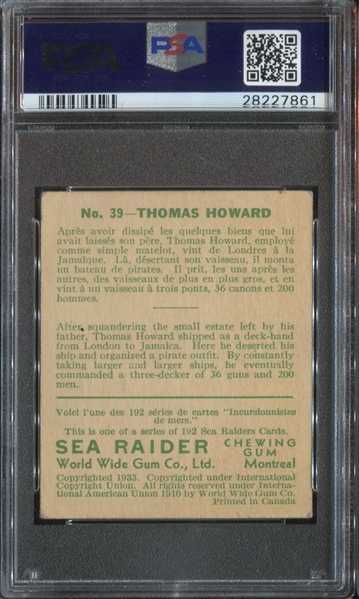 R124 Goudey/World Wide Gum Sea Raiders #39 Thomas Howard PSA4 VG-EX
