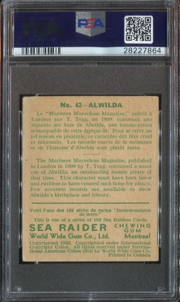 R124 Goudey/World Wide Gum Sea Raiders #42 Alwilda PSA4 VG-EX