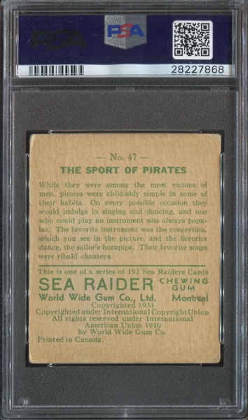 R124 Goudey/World Wide Gum Sea Raiders #47 The Sport of Pirates PSA2.5 Good+