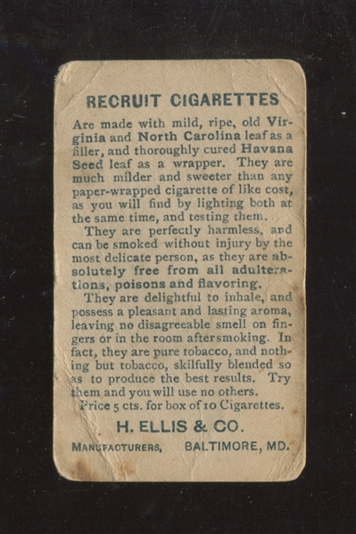 N-UNC H. Ellis Recruit Cigarettes Town Crier Card