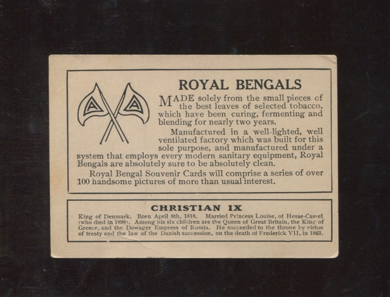 T103 Royal Bengals Souvenir Cards Christian IX Type Card