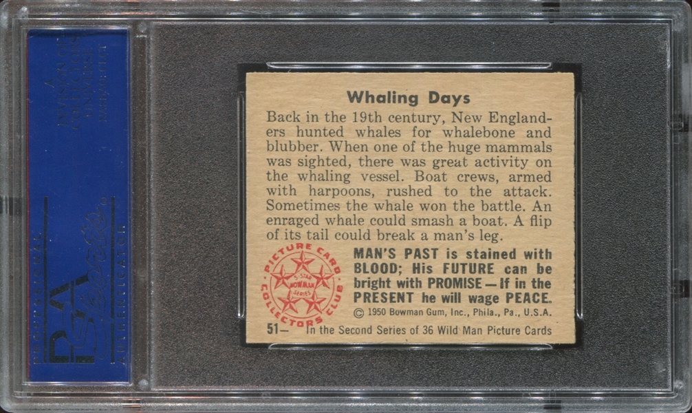 1950 Bowman Wild Man #51 Whaling Days PSA8 NM-MT