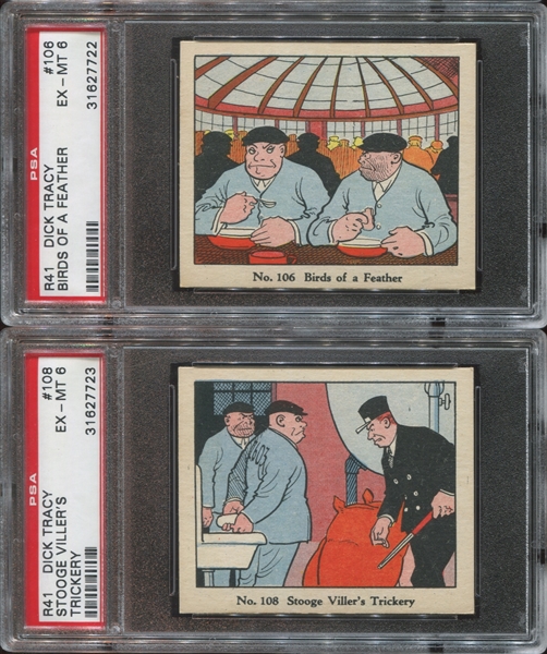 R41 Walter Johnson Candy Dick Tracy PSA6 EX-MT Graded Pair of Cards