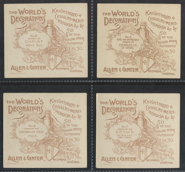 N44 Allen & Ginter World's Decorations Complete Set of (50) Cards