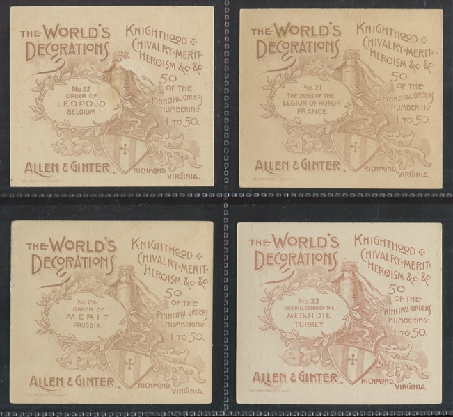 N44 Allen & Ginter World's Decorations Complete Set of (50) Cards