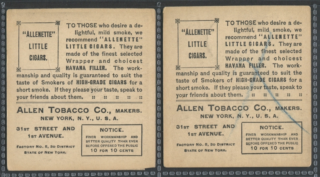 T115 Allen Tobacco Views and Studies Group of (8) Tough Cards