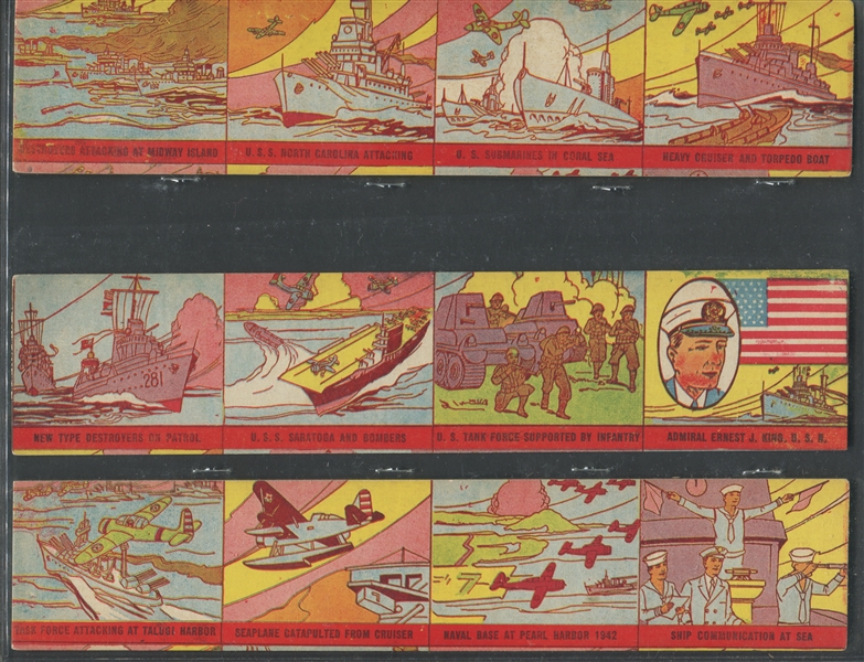 R168 M. Pressner War Scenes Complete Set of (48) on Four Card Strips