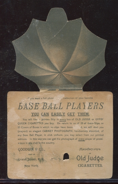 Fantastic Die Cut Old Judge Metamorphic Advertising Piece for Base Ball Cabinet Cards #1