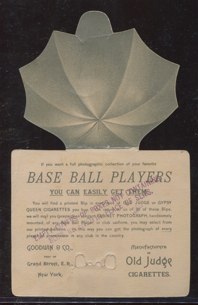 Fantastic Die Cut Old Judge Metamorphic Advertising Piece for Base Ball Cabinet Cards (Figure 5 piece)