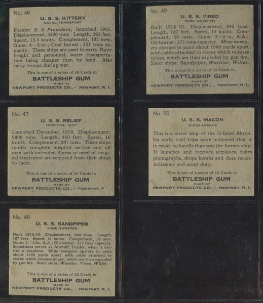 R20 Newport Products Battleship Gum Complete Set of (50) Cards