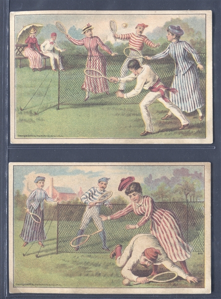 Fantastic 19th Century Tennis Trade Card Lot of (3) Different Cards
