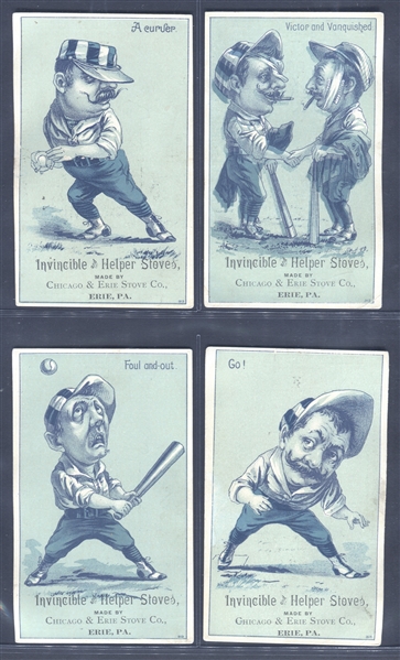 H804-17 Blueish Green Series Baseball Trade Card Complete Set of (9) Cards