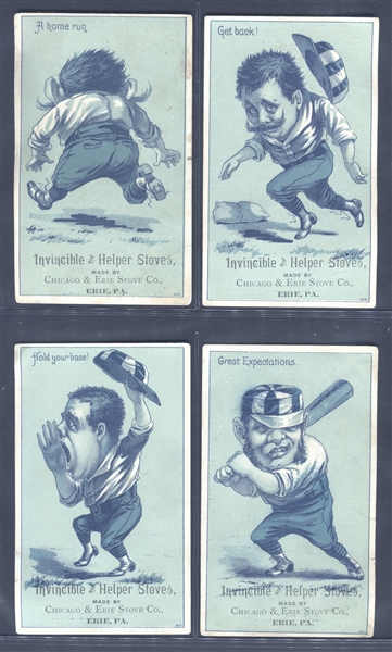 H804-17 Blueish Green Series Baseball Trade Card Complete Set of (9) Cards