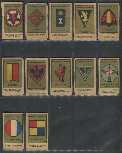 W545 World War I Strip Card Lot of (42) Divisional Insignia Cards