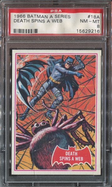 1966 Topps Batman Series A #18A Death Spins a Web PSA8 NM-MT