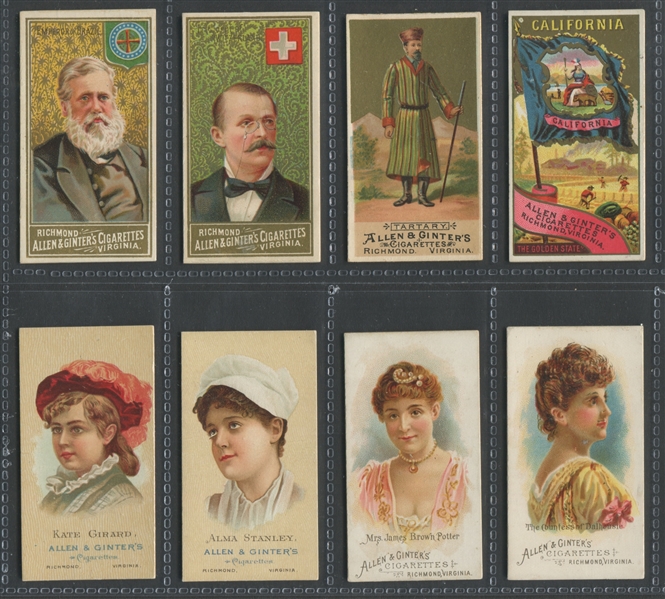 Mixed High Grade Lot of (8) Allen & Ginter Cards