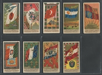 N9 Allen & Ginter Flags of all Nations. Lot of (9) Flags with Fancy Variations