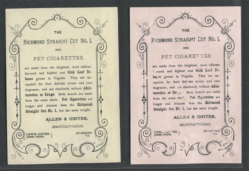 Fantastic Allen & Ginter Pet Cigarettes Trade Card Lot of (7) Cards