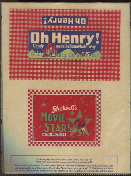 E-UNC Shotwell Gum Movie Star Wrapper Sample Page