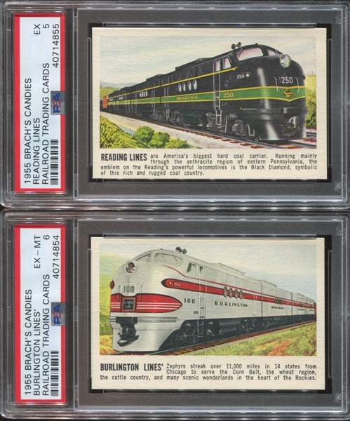 R797 Brach's Fine Candies Railroad Lot of (2) PSA-Graded Cards