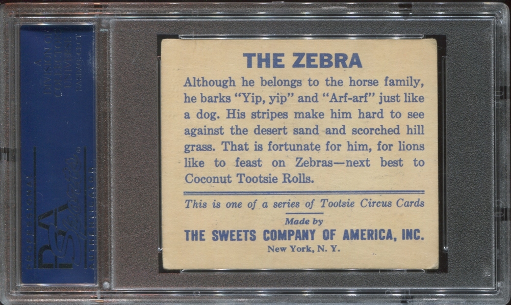 R152 Sweets Company Tootsie Circus The Zebra PSA4 VG-EX