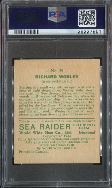 R124 Goudey/World Wide Gum Sea Raiders #29 Richard Worley PSA5.5 EX+