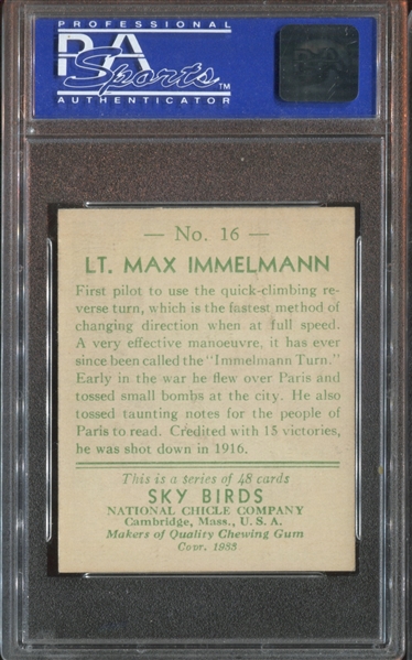 R136 National Chicle Sky Birds #16 Lt. Max Immelman PSA8 NM-MT(OC)