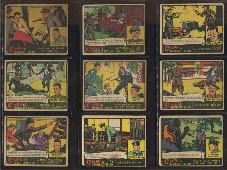 R60 Gum Inc G-Men and the Heroes of the Law Lot of (26) Cards