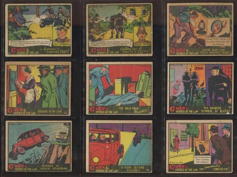R60 Gum Inc G-Men and the Heroes of the Law Lot of (26) Cards