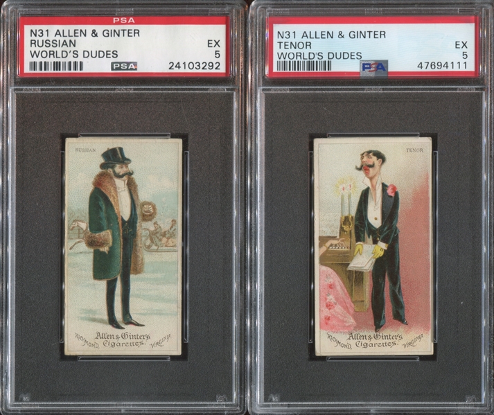 N31 Allen & Ginter World's Dudes Lot of (5) PSA5 EX-Graded Cards 