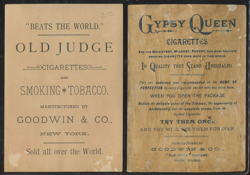 Goodwin Tobacco Old Judge and Gypsy Queen Trade Card Lot of (12) Cards