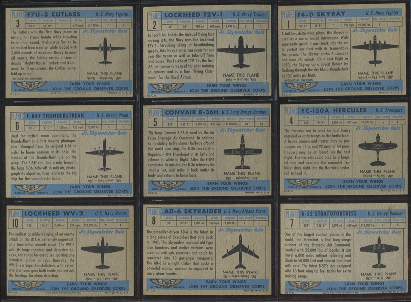 1957 Topps Planes (Blue Backs) First Series Complete Set (60) Cards