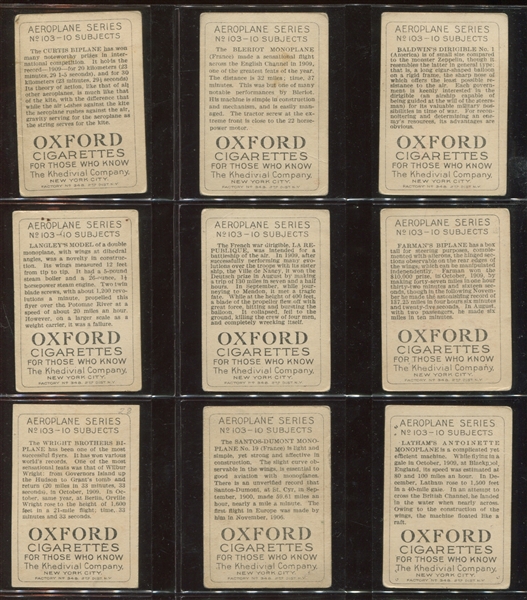 T28 Oxford Cigarettes Aeroplane Series Complete Set of (10) Cards
