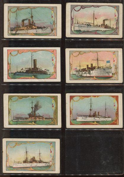 T41 L. Miller LeRoy Little Cigars Battleships (Wide Border) Lot of (15) Cards