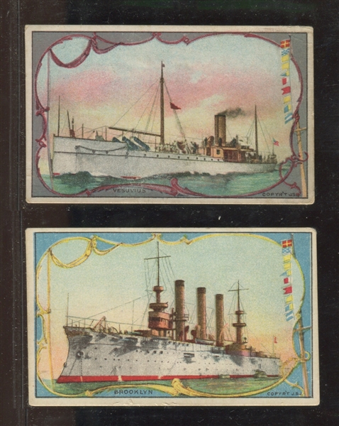 T41 L. Miller LeRoy Little Cigars Battleships (Narrow Border) Lot of (2) Cards