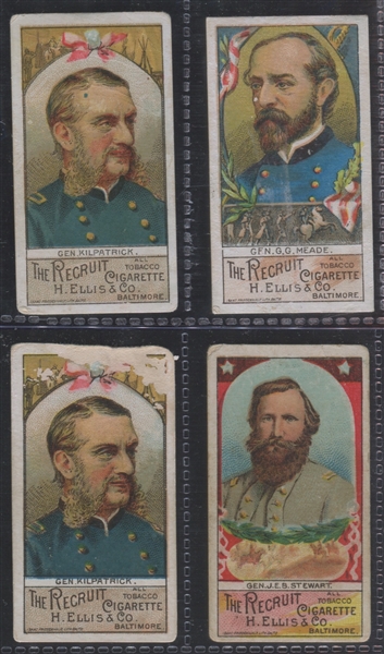 N377 H. Ellis Recruit Cigarettes Generals of the Civil War Lot of (4) Cards