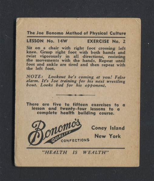 R106 Bonomo's Confections Physical Culture Lessons Tough Type Card