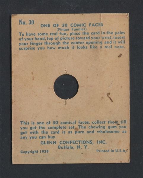 R38 Glenn Confections Comic Faces Tough Type Card #30