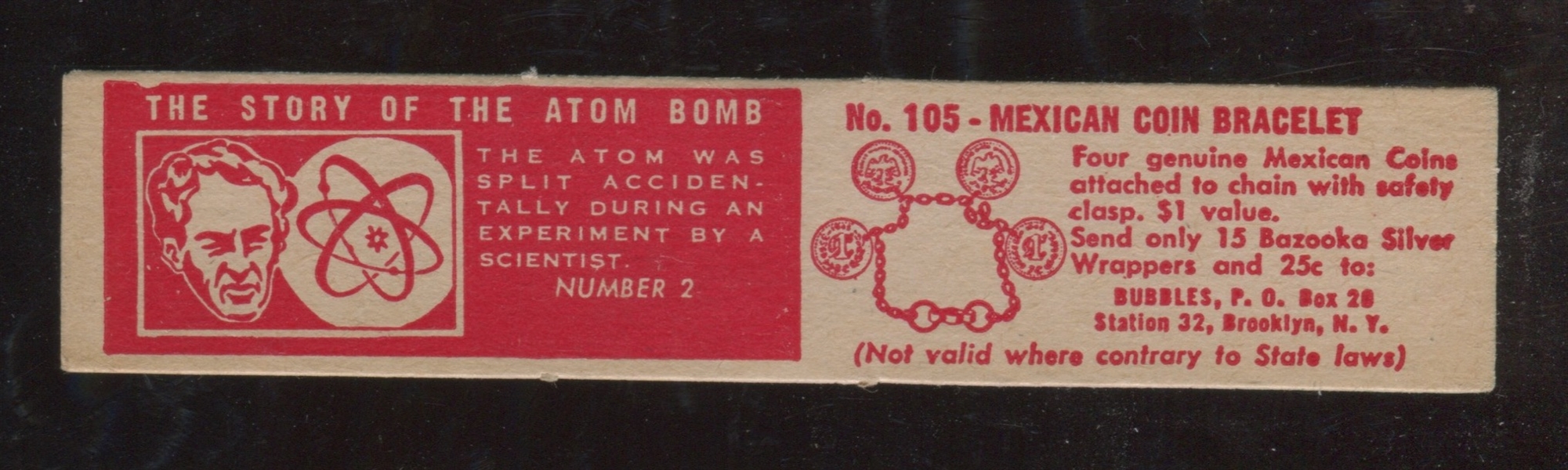 1950's Bazooka Story of the Atom Bomb Tough Type Card #2
