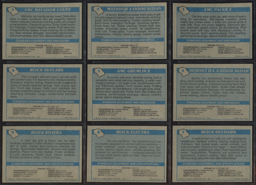 1977 Topps Autos of 1977 Complete Set of (90) Cards 