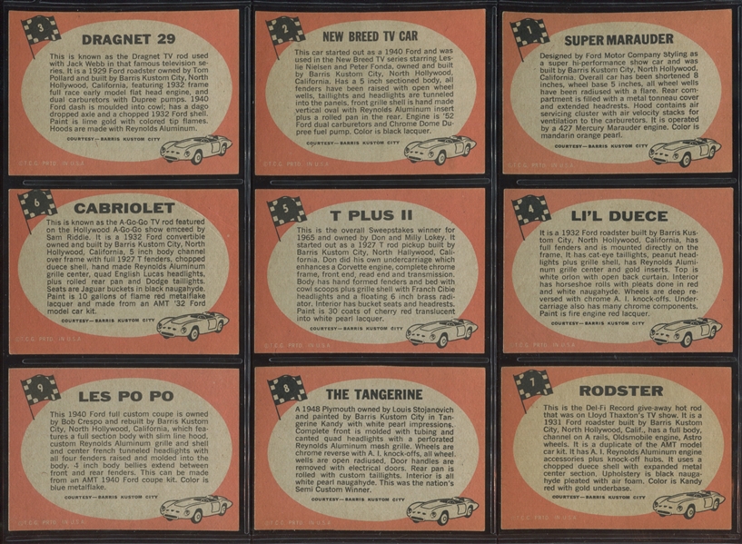1964 Topps Hot Rods (Pink on Gray Back) Complete Set of (66) Cards