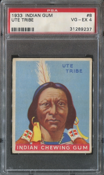 R73 Goudey Indian Gum #8 Ute Tribe (Series of 24) PSA4 VG-EX