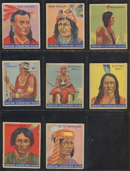 R73 Goudey Indian Gum Lot of (8) Series of 48 Blue Cards