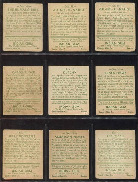 R73 Goudey Indian Gum Lot of (21) Cards