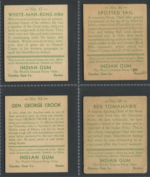 R73 Goudey Indian Gum Lot of (10) Series of 96 Cards