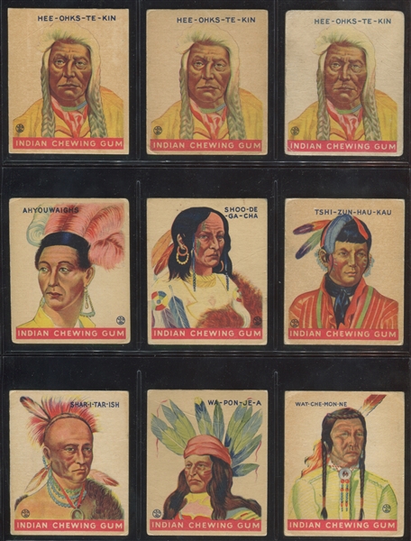 R73 Goudey Indian Gum Lot of (9) Series of 312 Cards