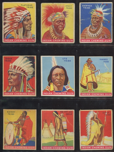 R73 Goudey Indian Gum Mixed Series Lot of (17) Cards