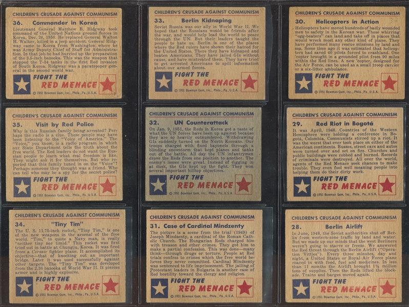 1951 Bowman Red Menace Complete Set of (48) Cards With Extra #47 Mao